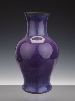 Wonderful Chinese Porcelain Monochrome Vase Purple Color 19th C.  Top 32cm -