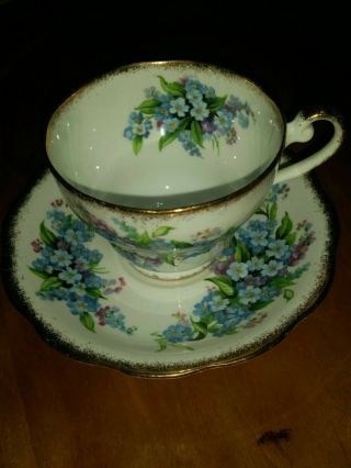 Vintage Royal Standard English Bone China Tea Cup & Saucer Forget Me Not 10f3/.  5