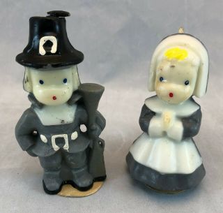 Vintage Gurley Thanksgiving Pilgrim Candles - Set Of 2 W/original Labels