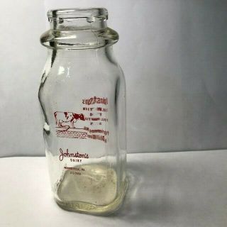 Vintage Half Pint Milk Bottle - Johnston 