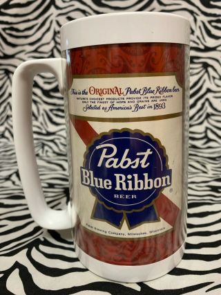 Pabst Blue Ribbon Cup Mug W/ Handle Vintage 1980 