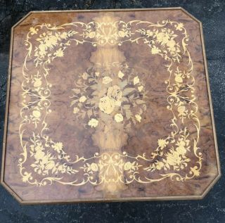 VINTAGE ITALIAN INLAID WOOD GAME CARD TABLE,  ROULETTE,  BACKGAMMON,  CHESS 3