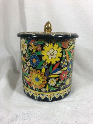 Vintage Tin Container W/ Lid,  Made In Holland,  Floral Design,  Embossed