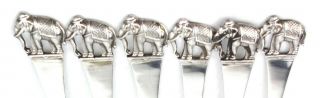 Thai Siamese Sterling Silver Cake Pastry Forks Elephant Terminal Set Of 6