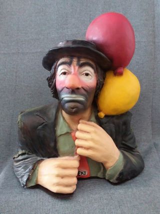 Vintage 1987 Emmett Kelly,  Jr.  " The Hobo Clown " Chalkware By Esco Products,  Inc.  13 " T