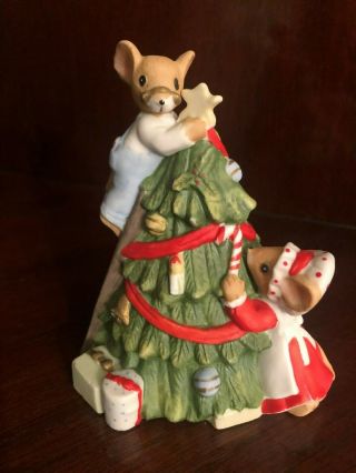 Vintage Enesco Ceramic Christmas Mice Decorating The Christmas Tree