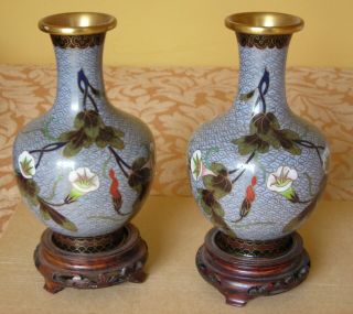 Fine Japanese Cloisonne Vases With Stands