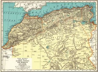 1937 Antique Morocco Map Vintage Map Of Algeria Tunisia North Africa Map 6570