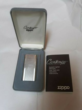 Vintage Zippo Contempo Japan Butane Lighter In The Box With Paperwork
