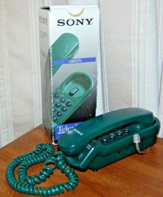 Vintage Sony IT - B3 Corded Telephone / Landline Single Line GREEN 2
