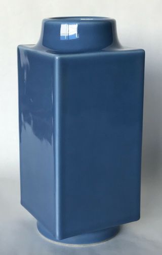 Chinese Porcelain Blue Glaze Cong Form Vase With Yongzheng Mark