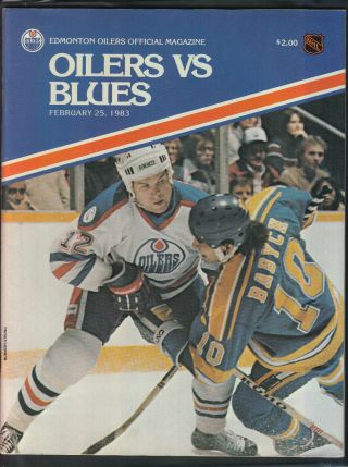 1983 Edmonton Oilers Vs St - Louis Blues Program
