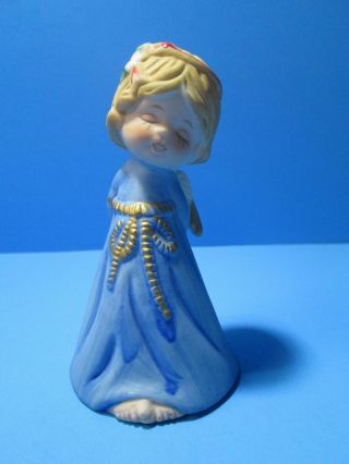 Vintage Merri Bells Girl Christmas Angel In Blue Dress Figurine
