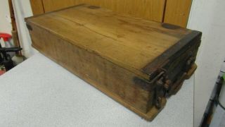 Vintage Pine Secure Box Chest - Very Well Made With Iron Fittings
