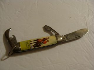 Vintage R.  C.  M.  P.  England Folding Pocket Knife 3 Blade Canadian Mounties