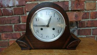 Art Deco Haller Oak Case 8 Day Stri Mantel Clock G.  W.  O
