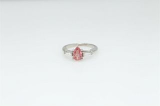 Antique 1950s 1.  33ct Pear Cut Vs Pink Diamond Platinum Wedding Ring