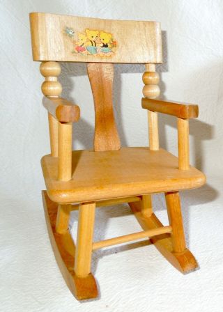Strombecker Rocking Chair Teddy Bear Decal Vintage Doll Furniture