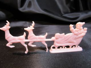 Vintage Pink Plastic Cake Cupcakes Toppers Decorations Santa Reindeer Sleigh (6) 2