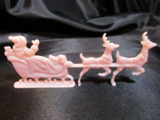 Vintage Pink Plastic Cake Cupcakes Toppers Decorations Santa Reindeer Sleigh (6) 3