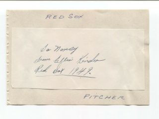 Ellis Kinder Signed Album Page Autographed Baseball Vintage Boston Red Sox