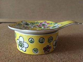 Vintage Japanese Chintz Two - Piece Porcelain Tea Strainer Holder Dish