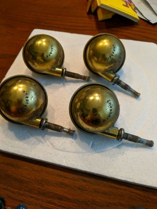 2 " Shepherd Brass Ball Swivel Casters Wheels Furniture Set 4 Vintage Metal Tread