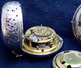 Simon De Charmes London Solid Silver Fusee Verge Repeater Pocket Watch Early 18C 3