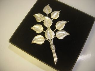 Stunning Vintage Silver Brooch - Hand Made Large Leaves - Best Quality Ex