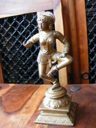 Vintage Antique Bronze Brass Statue Hindu Indian Goddess Dancing Ornament