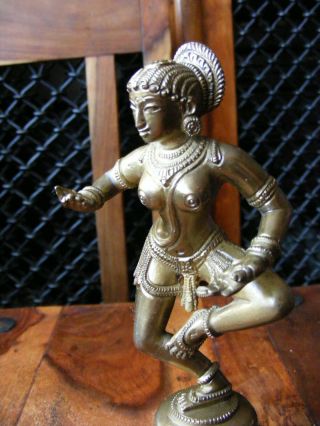 Vintage Antique Bronze Brass Statue Hindu Indian Goddess Dancing Ornament 2