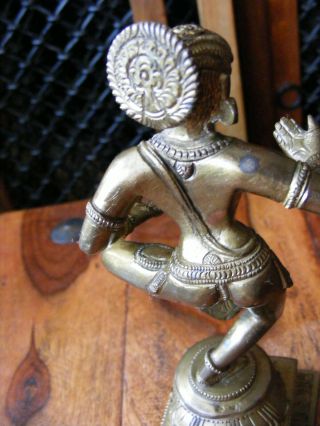 Vintage Antique Bronze Brass Statue Hindu Indian Goddess Dancing Ornament 3