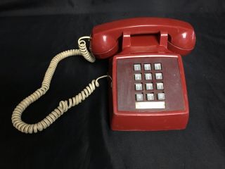 Vintage At&t Red Desk Telephone Pushbutton 2500dmg