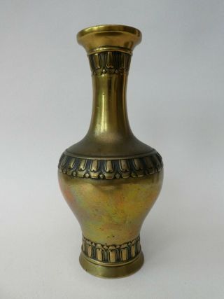 FINE ANTIQUE CHINESE BRONZE SCHOLARS TABLE BOTTLE VASE SIGNED 17th 18th CENTURY 2