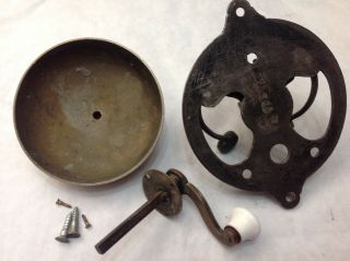 Taylor ' s Patent Oct.  23,  1860 Crank Doorbell Brass Cast Iron w/ Porcelain Knob 3