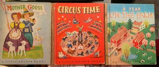 3 Vintage A Little Golden Book 4 37 31,  1942 & 1948 Mother Goose Circus Time,