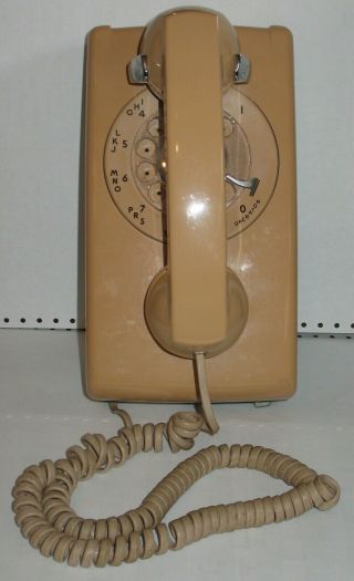Vintage Pinkish Beige Western Electric Bell System 554 Bmp Rotary Wall Phone