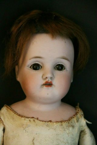 Antique Kestner 154 German Bisque Doll,  13 In Wig And Plaster Pate