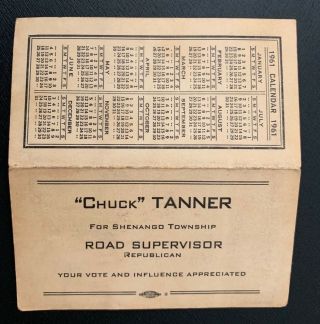 1961 Pittsburgh Pirates Baseball Pocket Schedule Calendar Chuck Tanner