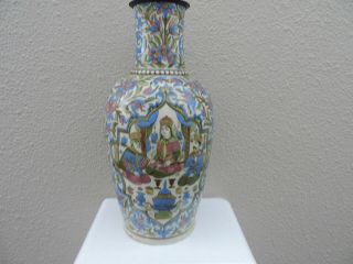 Larg Antique Persian Qajar Islamic Glazed Art Pottery Ceramic Vase C 1880 