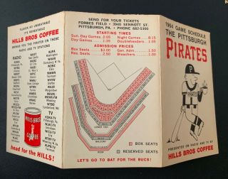 1964 PITTSBURGH PIRATES BASEBALL POCKET SCHEDULE HILLS BROS COFFEE 2