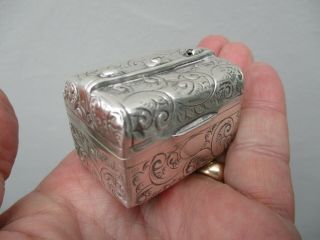 A Victorian Silver Gladstone Bag Design Snuff Or Pill Box 1897