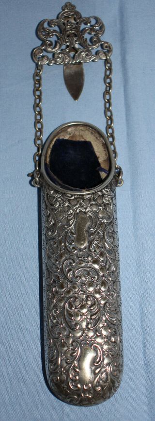Exquisite Antique Victorian Silver Plate Spectacle Case & Chatelaine