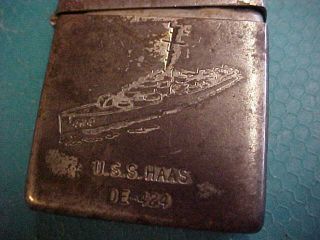 Vintage 1940s Wwii Era Zippo Lighter U.  S.  S.  Haas E - 494 Us Navy Ship Rough