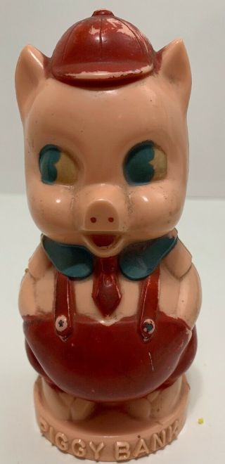 Vintage Reliable Toys 6” Hard Plastic Red Hat Pig Rare Canada