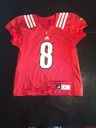 Game Worn Louisville Cardinals Ul Football Jersey Adidas 8 Lamar Jackson