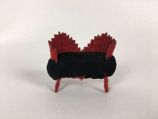 Antique French Style Dollhouse Couch Settee Pins Red Yarn & Velvet