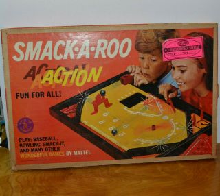 Vintage Mattel Smack A Roo Action Game Bowling Baseball Complete 1964