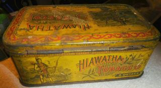 Vintage antique Hiawatha American Indian Tobacco Tin can Detroit Michigan,  rare 2