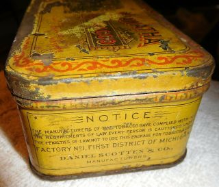 Vintage antique Hiawatha American Indian Tobacco Tin can Detroit Michigan,  rare 3